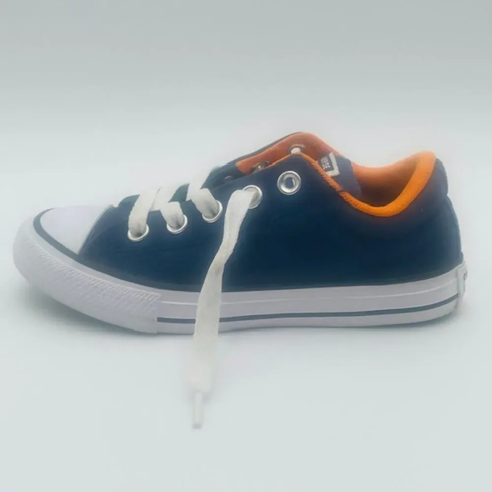 Converse All Star Laced Boys Sneaker Tennis Shoe's Blue White Orange - Jr Size 1